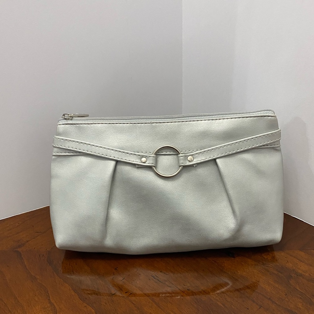 Silver cosmetic bag / 9” x 6” / NEW